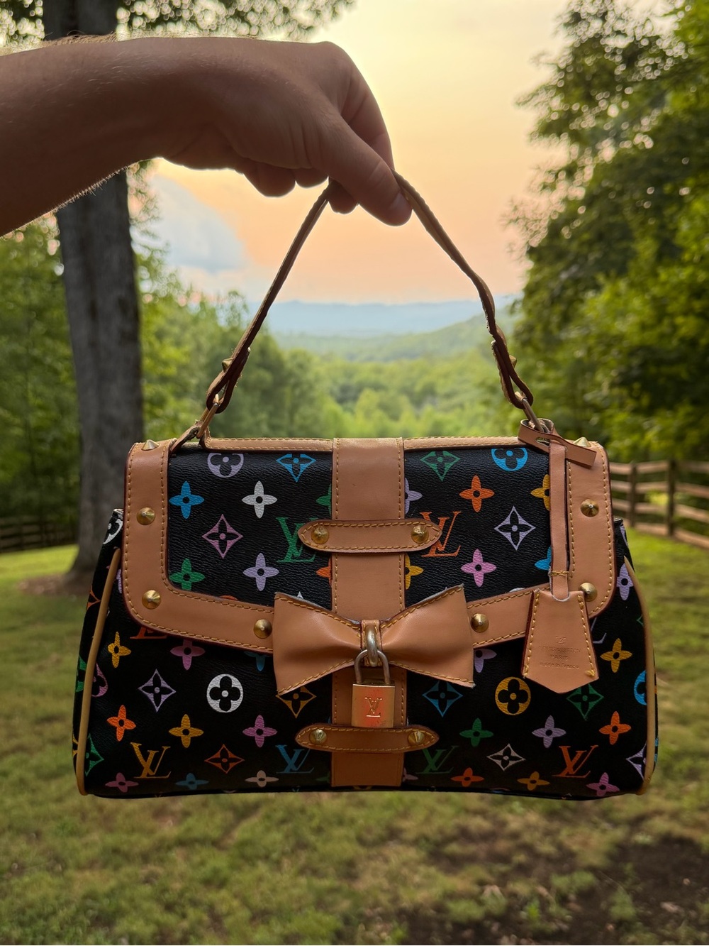 Vintage Louis Vuitton Black Multicolor Monogram (eye) love you Sac bag